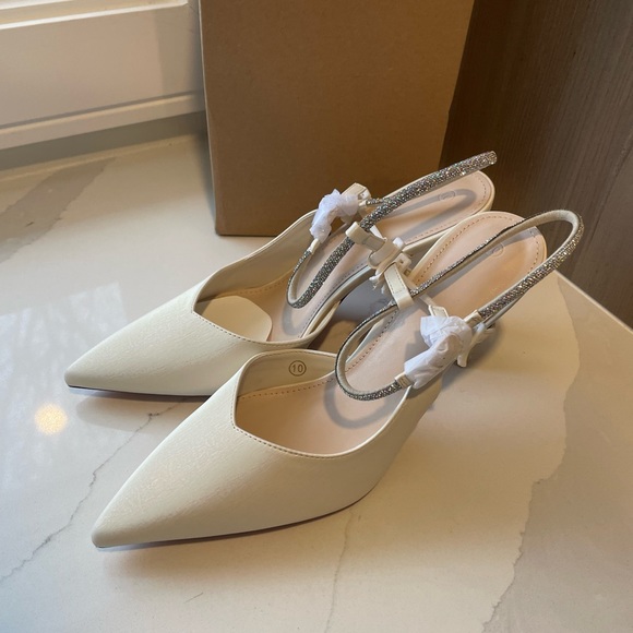 SIZE 10 ZBY WOMENS‎ RHINESTONE WEDDING HEELS - Picture 1 of 9